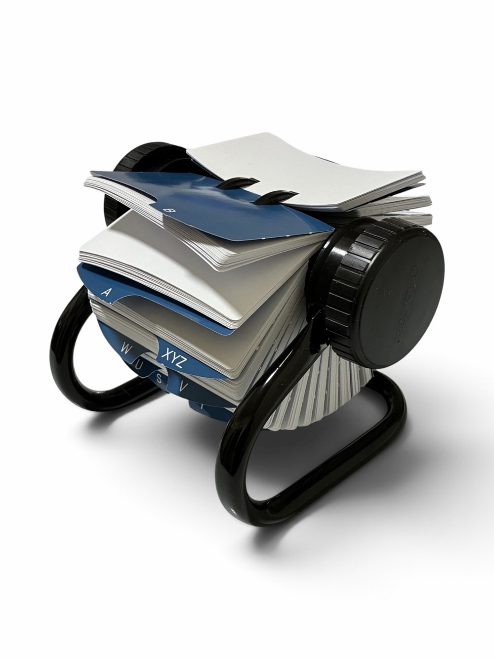 Rolodex Open Rotary Card File Black Metal Desk Organizer 24 Blue AZ Dividers